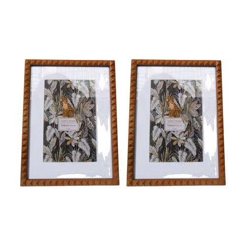2x Urban Products Darcy Triangle Natural Decorative Photo Frame 4x6inch