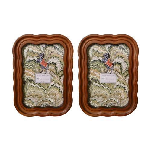 2x Urban Products Darcy Curve Natural Wood Scalloped Edge 4x6inch