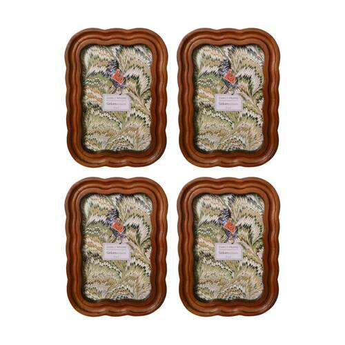 4x Urban Products Darcy Curve Natural Wood Scalloped Edge 4x6inch