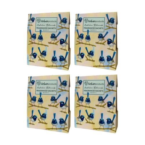 4x 4pc Urban Products Blue Wren Scented Sachets 10g Set Home Fragrance Beige