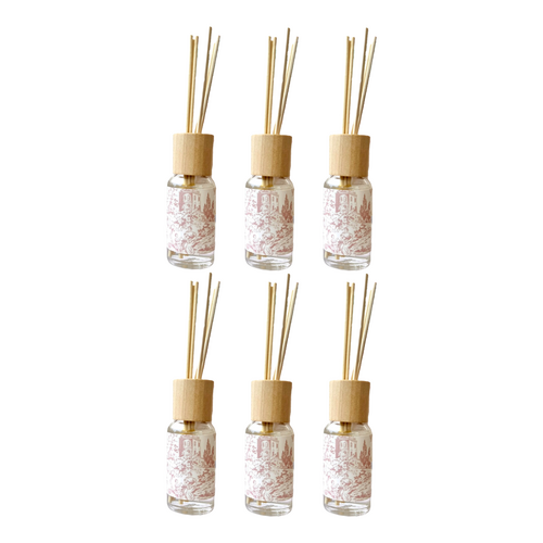 6x Urban Products Romantique Toile Oil Diffuser Pink Floral Scent Reed Set 30ml