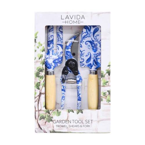 3pc LVD Outdoor Gardening/Planting Trowel Secateurs & Fork Tool Set Hamptons
