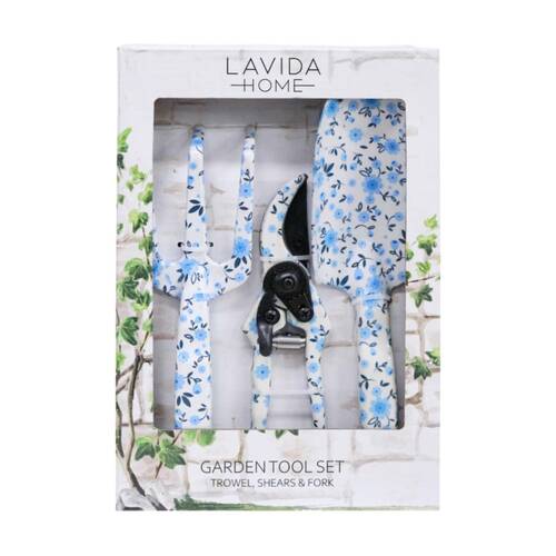 3pc LVD Gardening/Planting Aluminium Trowel Secateurs & Fork Tool Set Petite