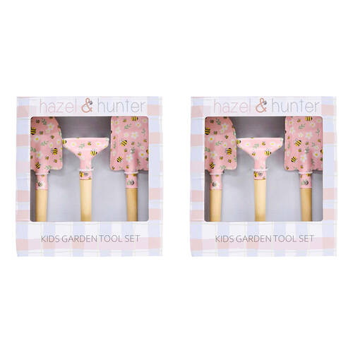2PK LVD Kids Regular/Square Shovel & Rake Garden Tool Set Pink Bees Floral