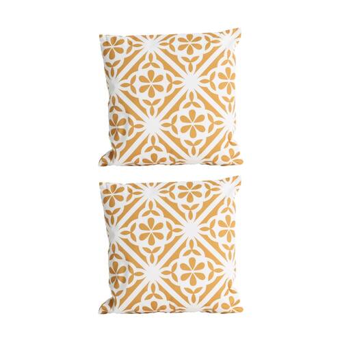 2PK Urban Style Lounge Cushion Decorative Throw Pillow Mustard Tiles 45x45cm