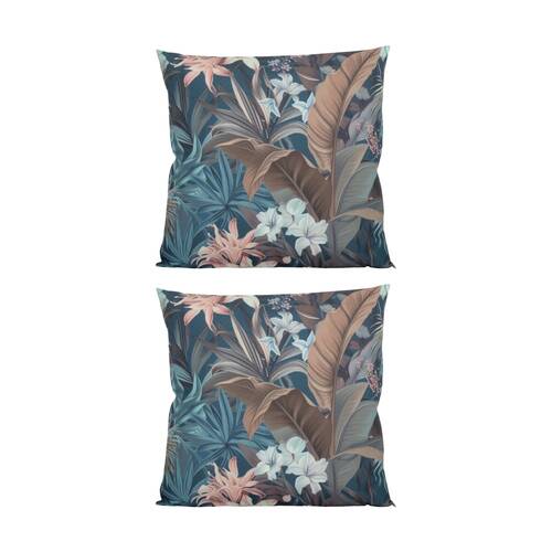 2PK Urban Style Decorative Lounge Cushion Tropical Print Dark Jungle 45x45cm