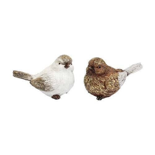 2pc LVD Golden Birds Resin Figurine Set Home Decor 10.5x6x6.5cm 