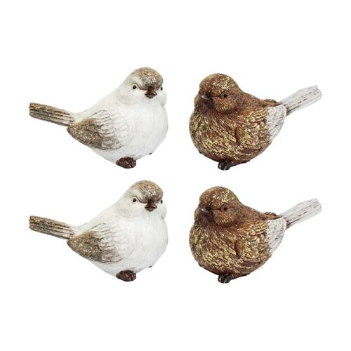 2x 2pc LVD Golden Birds Resin Figurine Set Home Decor 10.5x6.5x6cm 