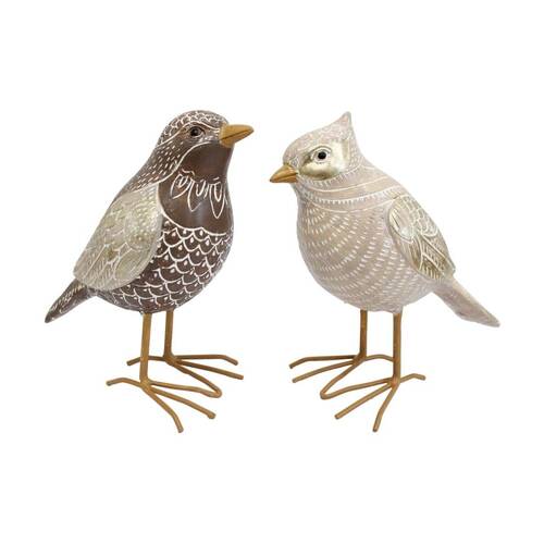 2pc LVD Gold Wings Small Birds Resin Sculpture Set Home Decor 16x12x7.5cm 
