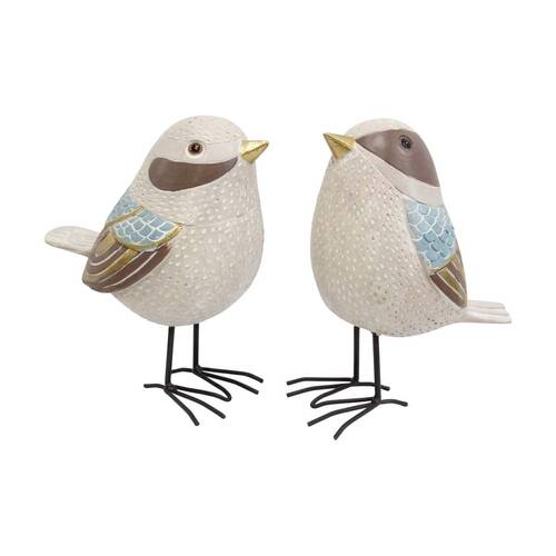2pc LVD Blue Wren Birds Resin Figurine Set Home Decor 18x17.5x9.5cm