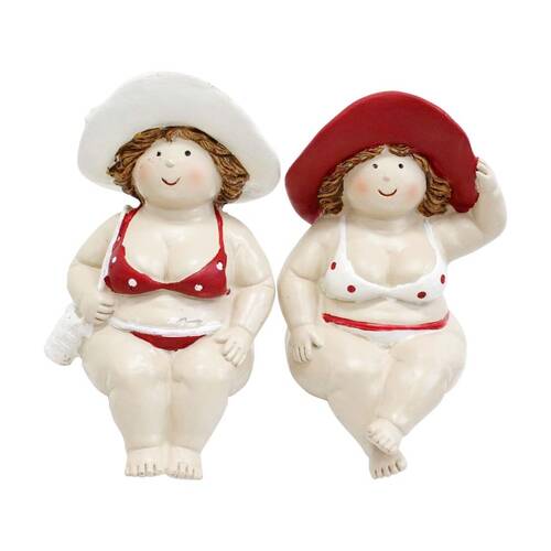 2pc LVD Summer Ladies Sitting Resin Figurine Set Home Decor 13.5x8x8cm