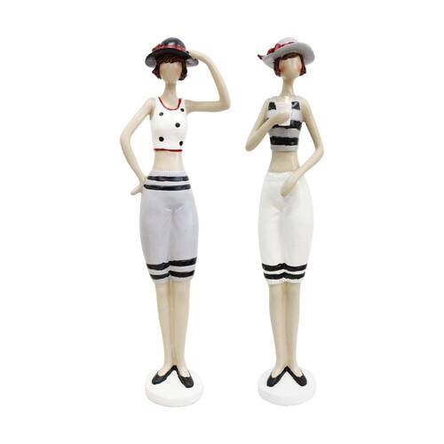 LVD Beach Lady Amelia & Audrey Resin Figurine Home Decor 37x7.5x7cm