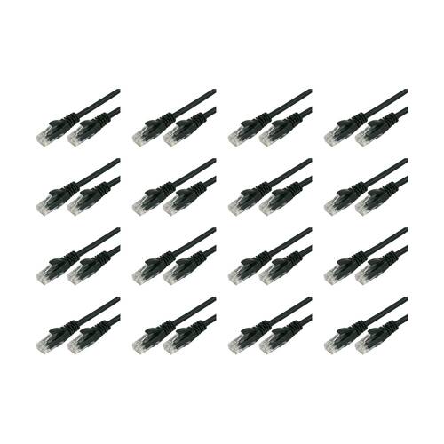 16PK Comsol RJ45 Cat 6 Network Gigabit Ethernet Patch Cable 1 Metre Black