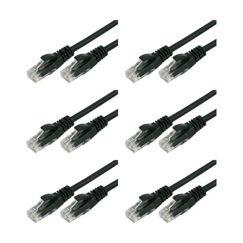 6PK Comsol RJ45 Cat 6 Network Gigabit Ethernet Patch Cable 2 Metres Black