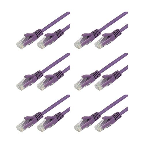 6PK Comsol RJ45 Cat 6 Network Gigabit Ethernet Patch Cable 2 Metres Purple
