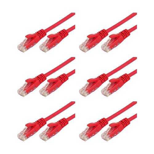 6PK Comsol RJ45 Cat 6 Network Gigabit Ethernet Patch Cable 2 Metres Red