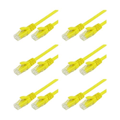 6PK Comsol RJ45 Cat 6 Network Gigabit Ethernet Patch Cable 2 Metres Yellow