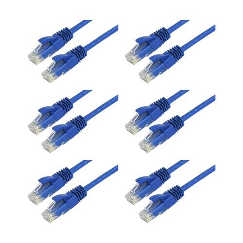 6PK Comsol RJ45 Cat 6 Network Gigabit Ethernet Patch Cable 5 Metres Blue