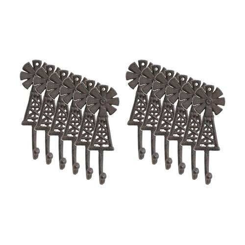 12PK LVD Windmill Single Hook Home Wall Decoration Rustic Decor 5x3.5x15.5cm