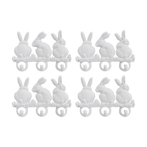 4PK LVD Triple Bunny Hooks White Home Wall Decoration 20.5x2.5x14cm