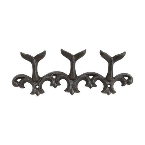 LVD Whale Tale Triple Wall Decoration Hook Coastal Home Decor 27.5x5x10cm