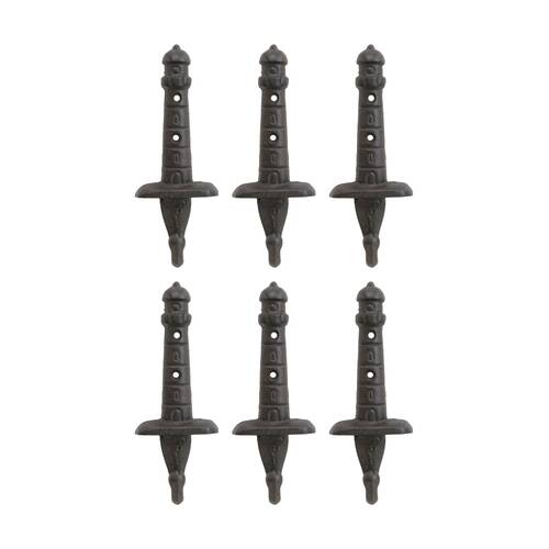 6PK LVD Lighthouse Single Wall Decoration Hook Coastal Home Decor 8x5x19.5cm