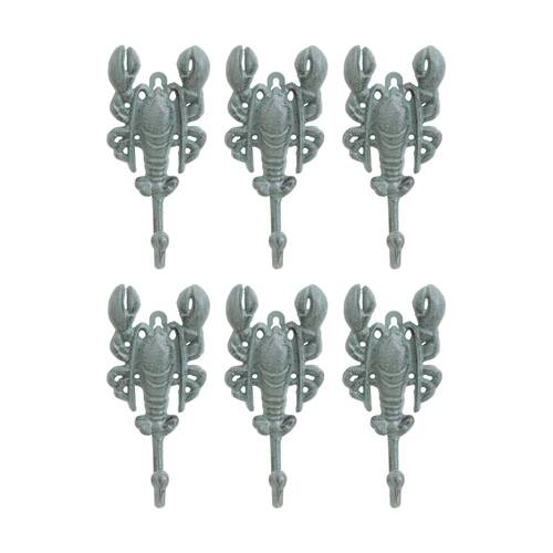6PK LVD Green Lobster Single Wall Decoration Hook Coastal Home Decor 9x4.5x20cm