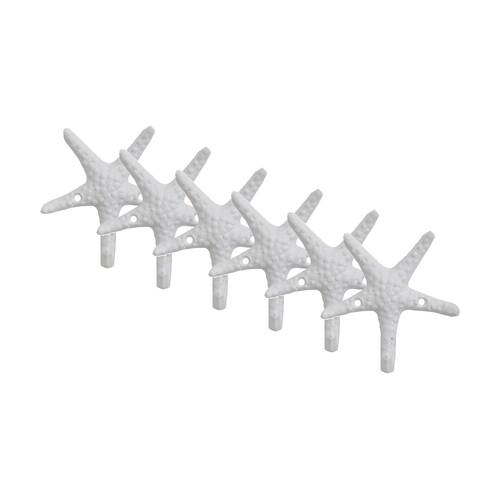6PK LVD White Starfish Wall Decoration Hook Coastal Home Decor 11x4x11.5cm