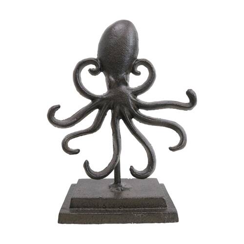 LVD Octopus On Stand Cast Iron Sculpture Nautical Home Decor 20x14.5x7cm