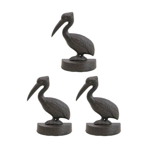3PK LVD Coastal Cast Iron Pelican Heavy Door Stopper Home Decor 24x17x13cm