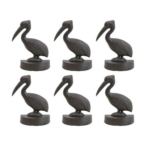 6PK LVD Coastal Cast Iron Pelican Heavy Door Stopper Home Decor 24x17x13cm