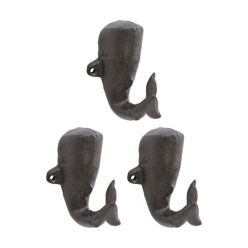 3PK LVD Whale Wall Decoration Hook Coastal Home Decor 10x6x9.5cm