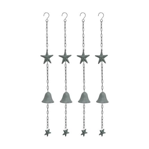 4PK LVD Cast Iron/Steel Starfish Hanging Chime Outdoor/Garden Decor 7.5x7.5x80cm