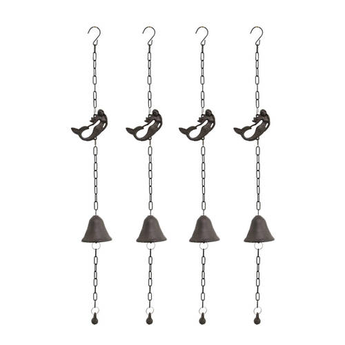 4PK LVD Cast Iron/Steel Mermaid Hanging Chime Outdoor/Garden Decor 9x7.5x80cm