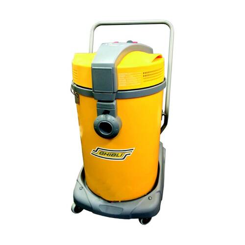 Ghilbi Commercial Wet & Dry 2400W Vacuum Cleaner 56L W/ Twin Motor Yellow/Grey