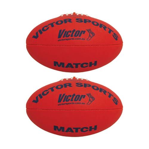 2PK Victor Sports Synthetic Football Durable AFL Ball Red Size 2