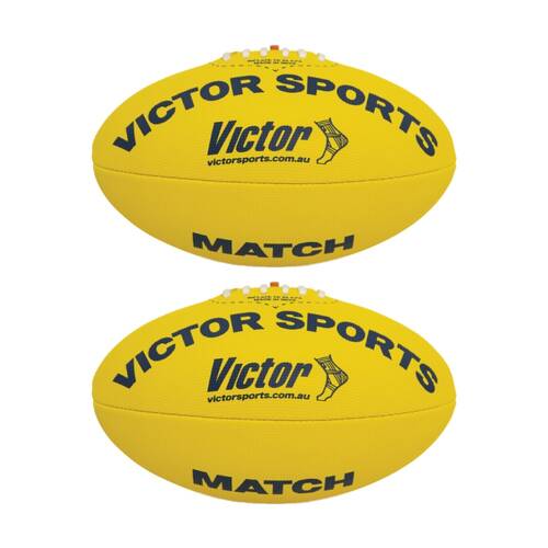 2PK Victor Sports Synthetic Football Durable AFL Ball Yellow Size 2