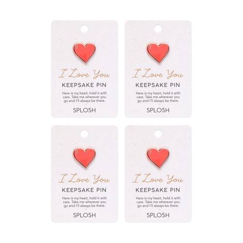 4PK Splosh I Love You Keepsake Enamel Heart Pin Rose Gold & Red