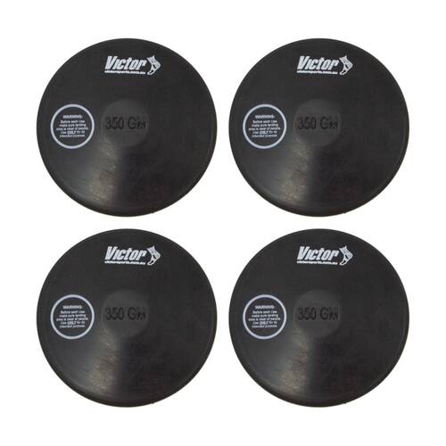 4PK Victor Sports Rubber Discus Durable Training Beginner Black 350g