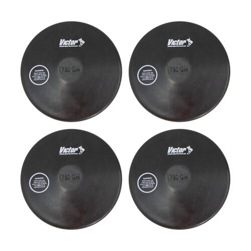 4PK Victor Sports Rubber Discus Durable Training Beginner Black 750g