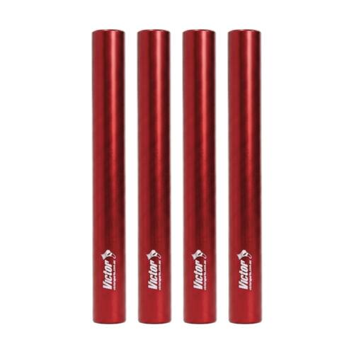 4PK Victor Sports Aluminium Relay Baton Lightweight Smooth Ends Red Junior