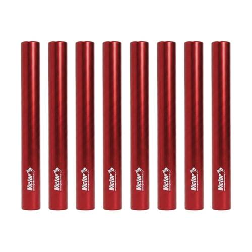 8PK Victor Sports Aluminium Relay Baton Lightweight Smooth Ends Red Junior