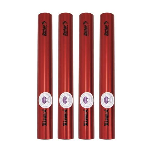 4PK Victor Sports Aluminium Relay Baton Lightweight Smooth Ends Red Senior
