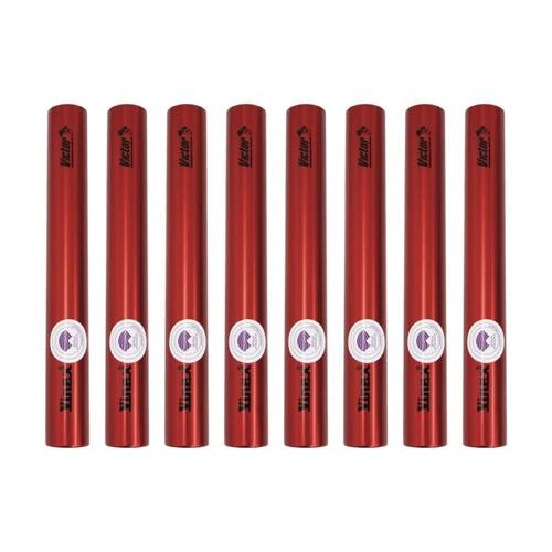 8PK Victor Sports Aluminium Relay Baton Lightweight Smooth Ends Red Senior