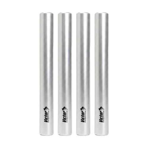 4PK Victor Sports Aluminium Relay Baton Lightweight Smooth Ends Silver Junior