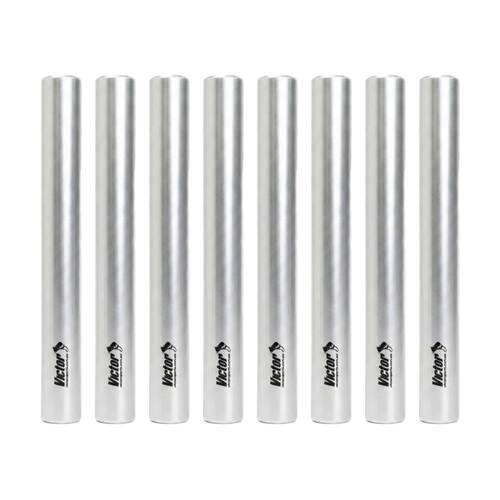 8PK Victor Sports Aluminium Relay Baton Lightweight Smooth Ends Silver Junior