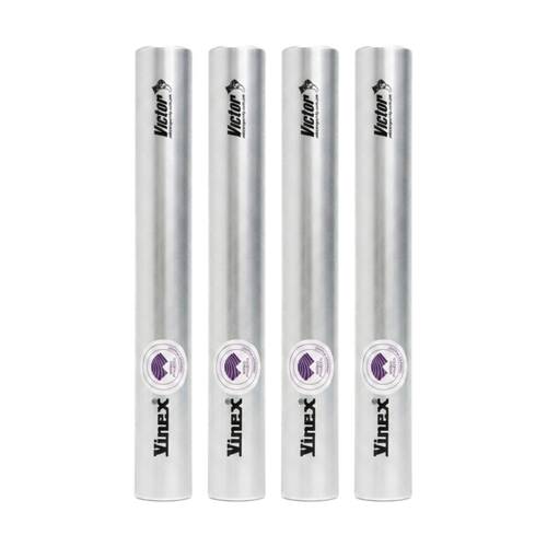 4PK Victor Sports Aluminium Relay Baton Lightweight Smooth Ends Silver Senior