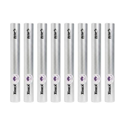 8PK Victor Sports Aluminium Relay Baton Lightweight Smooth Ends Silver Senior