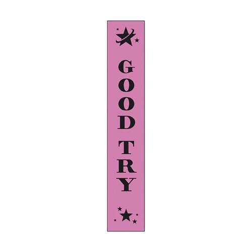 100pc Victor Sports Achievement Ribbons Polyester Good Try Pink 3x17cm