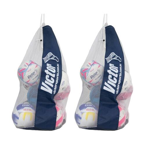 2PK Victor Sports Mesh Ball Bag L Holds 15 Size 5 Balls W/ Drawstring Closing